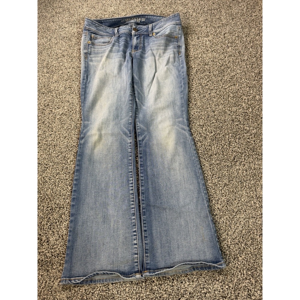 Vintage Y2K American Eagle Kick Boot Jeans Women's Size 12 Blue Baggy